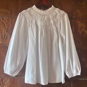 LOFT Frilly Blouse * White * Large